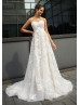 Strapless Sweetheart Neck Ivory Lace Tulle Wedding Dress